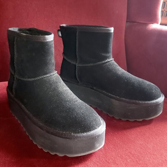 Skechers Keepsakes Stacked Women's Platform Suede Pull-on Boots, Size 7, Black - Picture 14 of 15